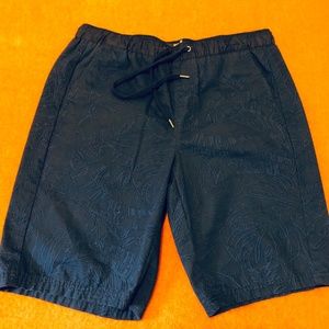 100% cotton black & blue foliage board shorts NWOT